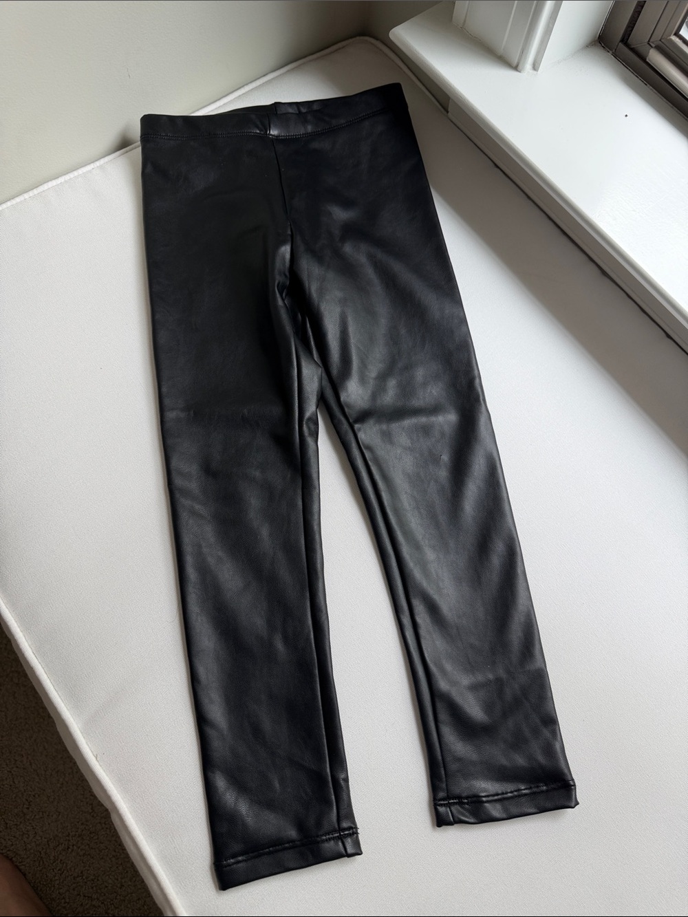 H&M Black Faux Leather Kids Leggings 6